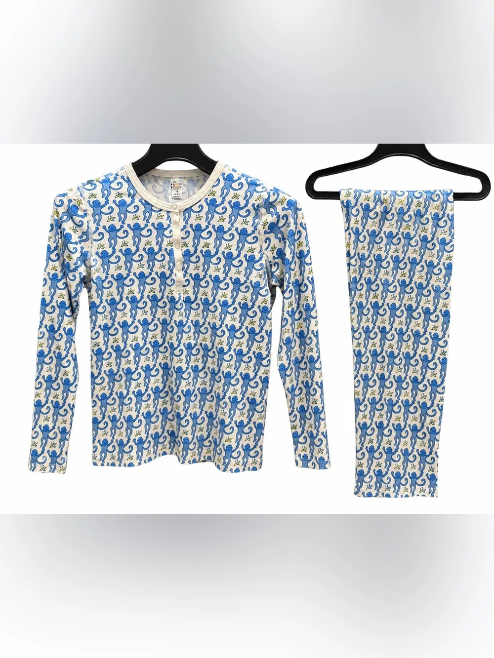 Roller Rabbit Blue & Cream Monkey Print Pajama Set - Picture 2 of 10